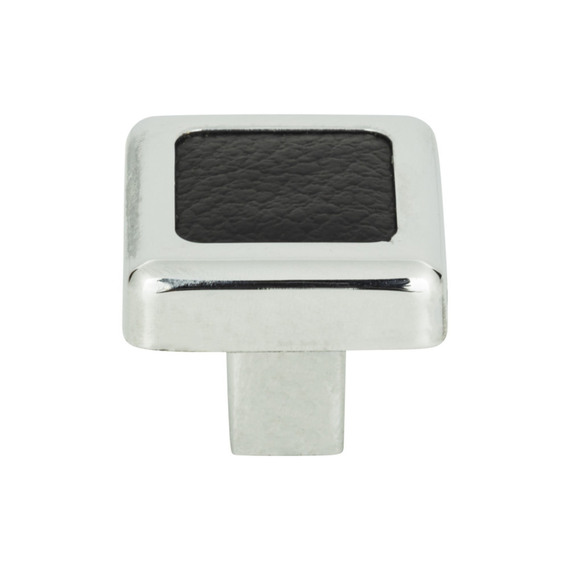 Paradigm Square Cabinet Knob 1 1/4" CH & Black Leather
