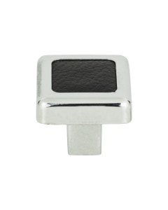 Paradigm Square Cabinet Knob 1 1/4" CH & Black Leather