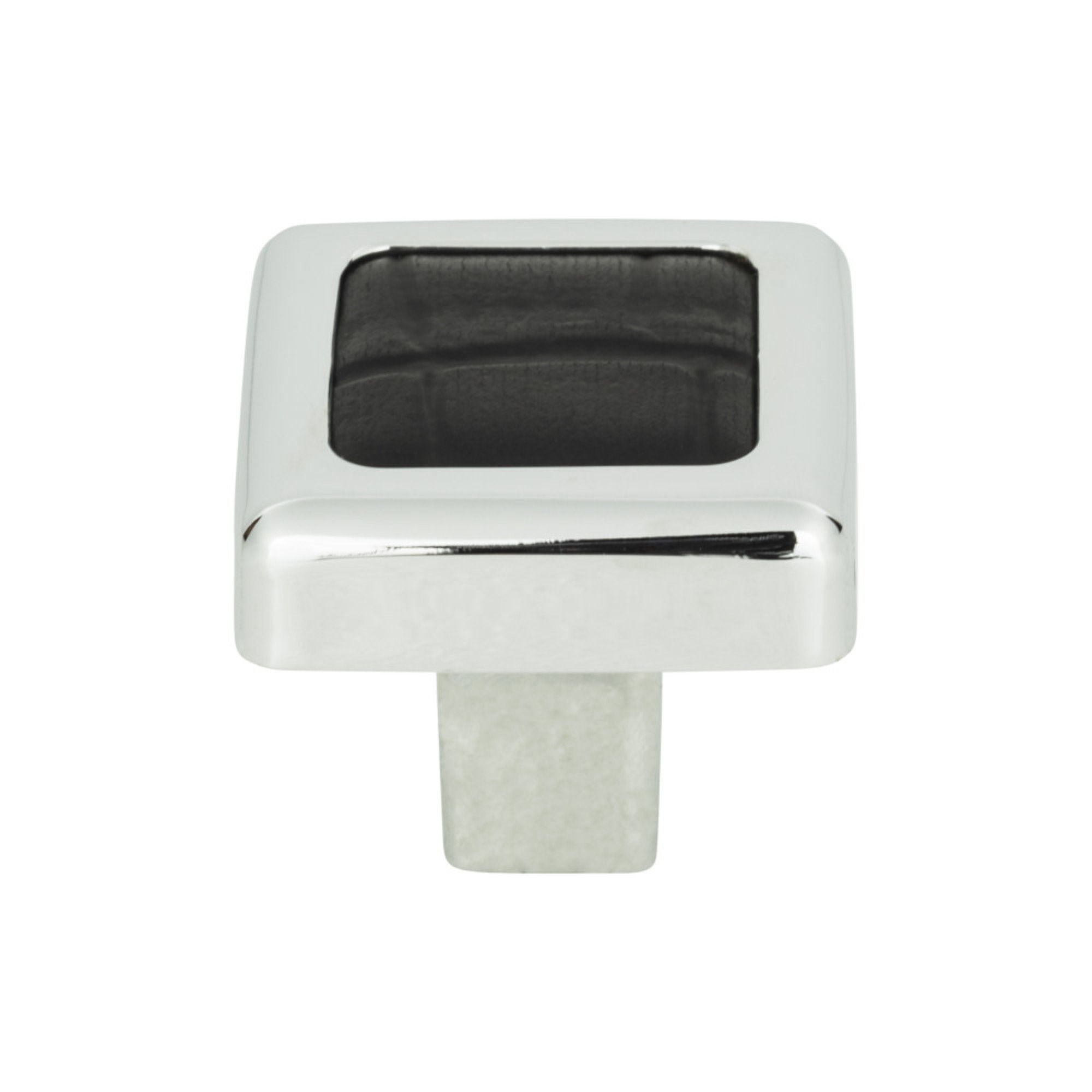 Paradigm Square Cabinet Knob 1 1/4" CH & Black Croc Leather