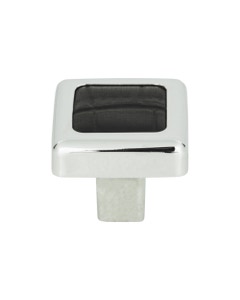 Paradigm Square Cabinet Knob 1 1/4" CH & Black Croc Leather