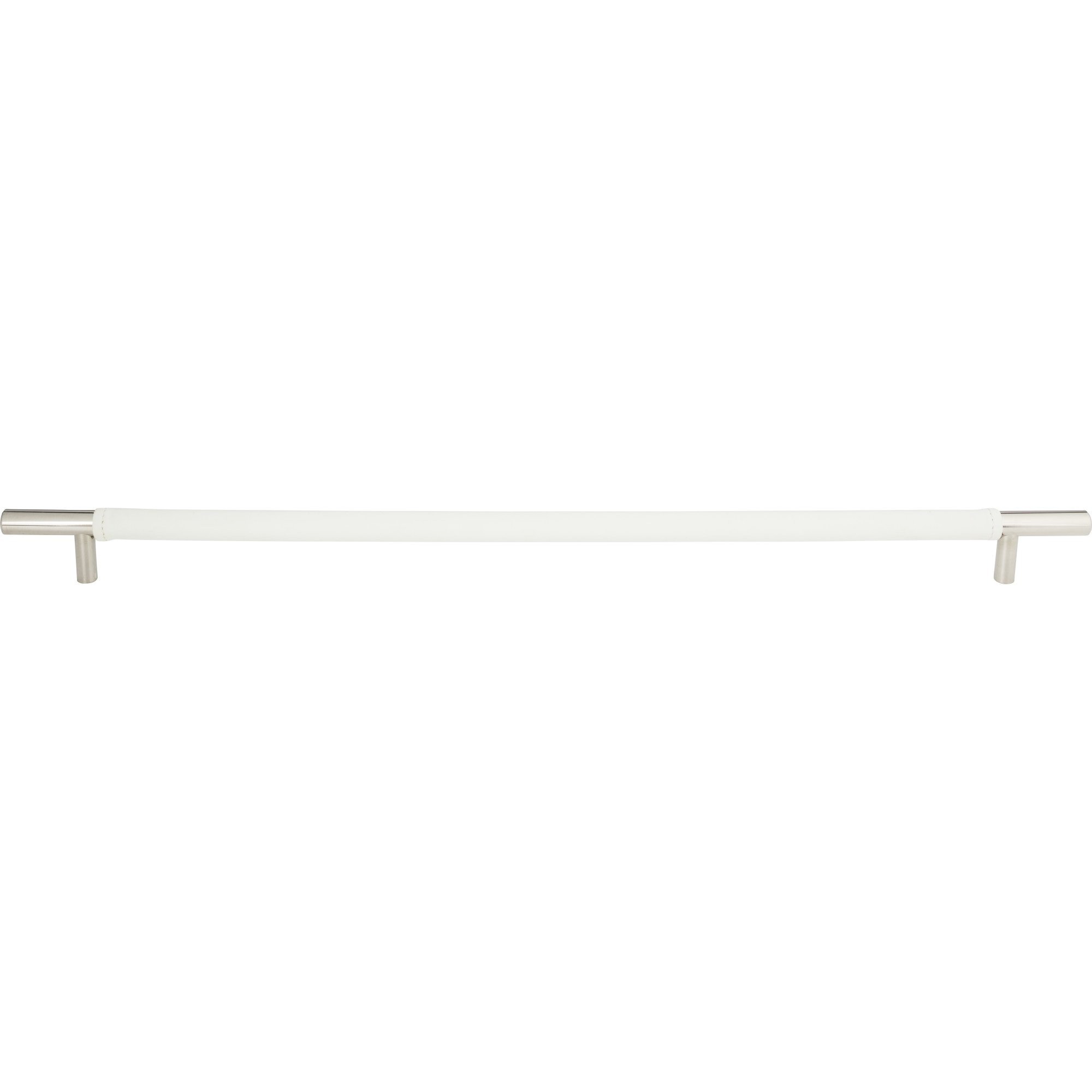 Zanzibar White Leather Appliance Pull 17" Center to Center Polished Chrome