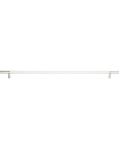 Zanzibar White Leather Appliance Pull 17" Center to Center Polished Chrome