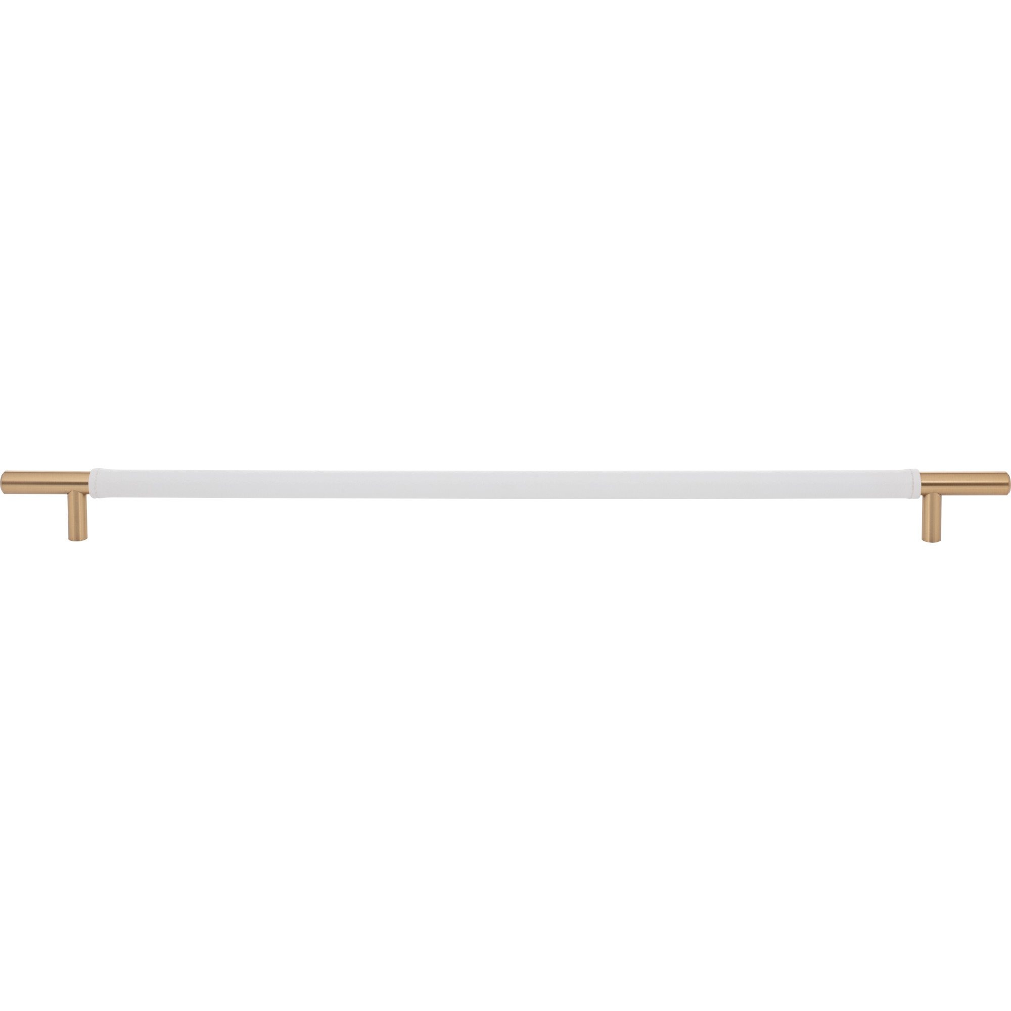Zanzibar White Leather Appliance Pull 17" Center to Center Warm Brass