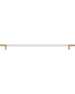 Zanzibar White Leather Appliance Pull 17" Center to Center Warm Brass