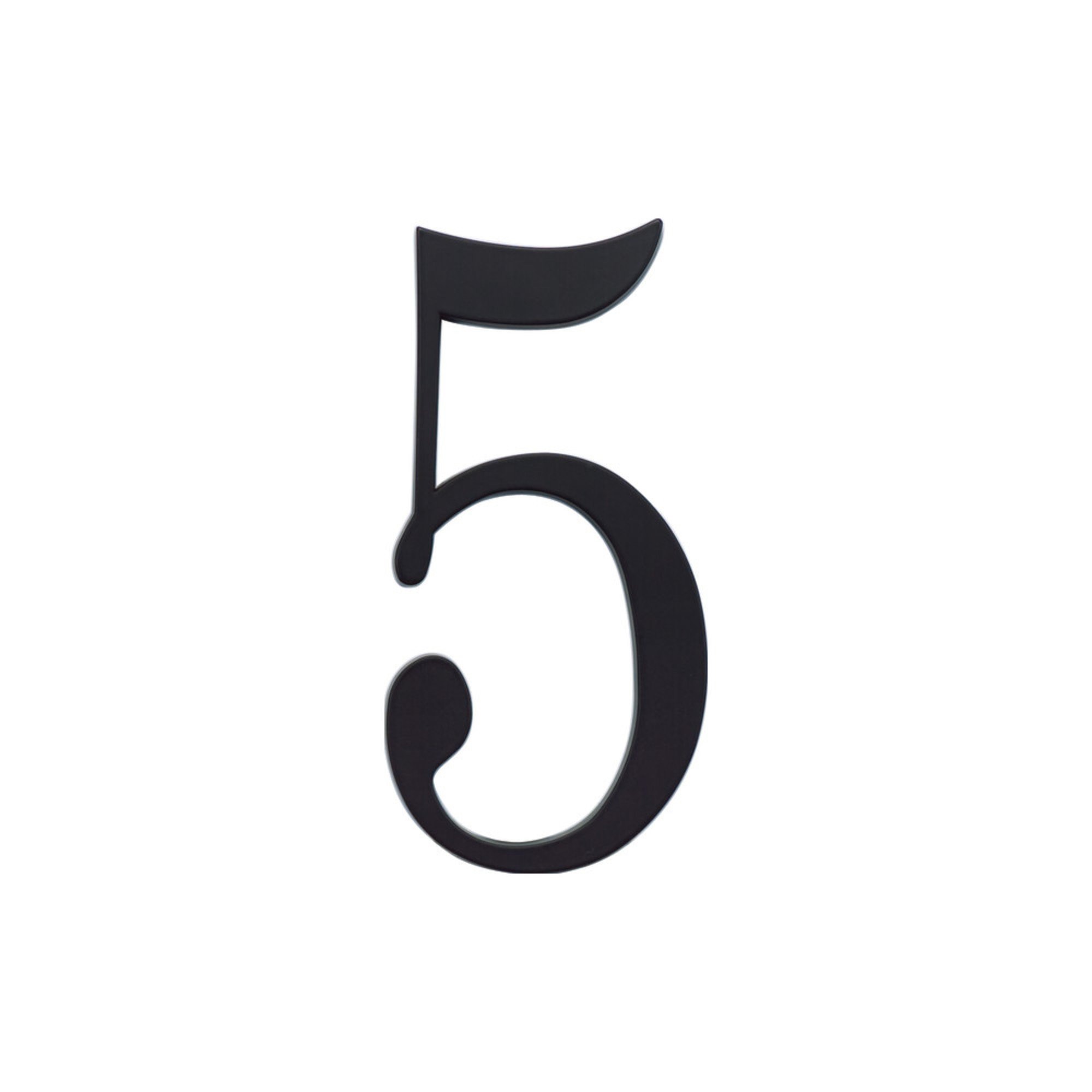 Traditionalist 6" H Surface Mount House Number 5 Matte Black