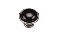 Manzoni Dome Black Ceramic Cabinet Knob, 1 5/8" Diameter