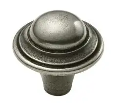 Manzoni Saturn Pewter Cabinet Knob, 1 5/8" Diameter, Pewter
