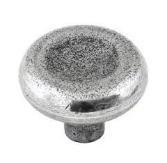 Manzoni Milo Round Pewter Cabinet Knob, 1 1/5" Diameter, Pewter