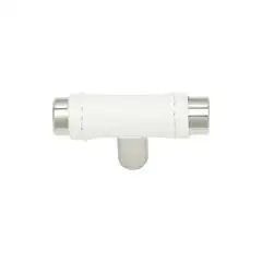 Zanzibar White Leather Cabinet Knob 1 7/8" Polished Chrome