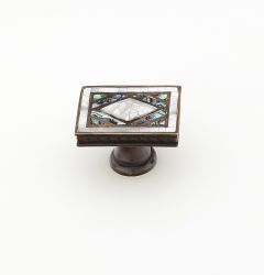 Avalon Bay Cabinet Knob, Rectangle, Imperial Shell, White Mother of Pearl, Aged Dover, 1-7/8" x 1-1/4"