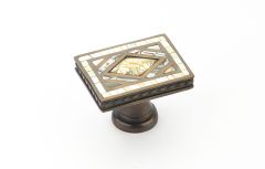 Avalon Bay Cabinet Knob, Rectangle, Imperial Shell, Yellow Mother of Pearl, Aged Dover, 1-7/8" x 1-1/4"