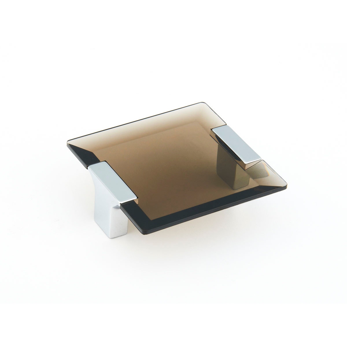 Positano Cabinet Pull, Polished Chrome, Smoke, 64 mm Center to Center
