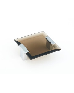 Positano Cabinet Pull, Polished Chrome, Smoke, 64 mm Center to Center