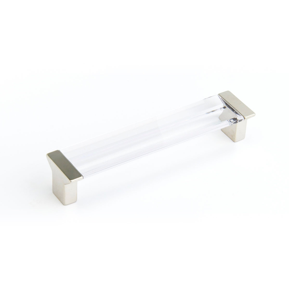 Positano Cabinet Pull, Satin Nickel, Clear, 128 mm Center to Center