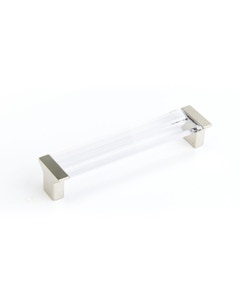 Positano Cabinet Pull, Satin Nickel, Clear, 128 mm Center to Center