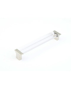 Positano Cabinet Pull, Satin Nickel, Clear, 160 mm Center to Center
