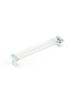 Positano Cabinet Pull, Polished Chrome, Clear, 160 mm Center to Center