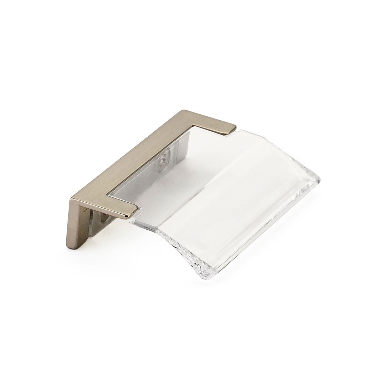 Positano Edge Cabinet Pull, Satin Nickel, Clear, 32 mm Center to Center
