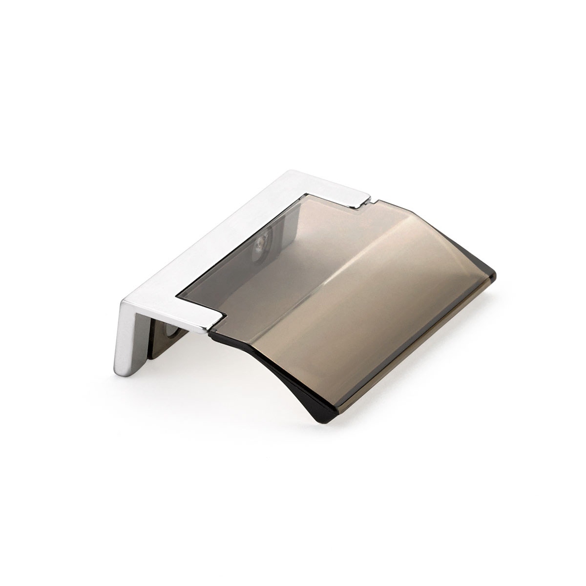 Positano Edge Cabinet Pull, Polished Chrome, Smoke, 32 mm Center to Center