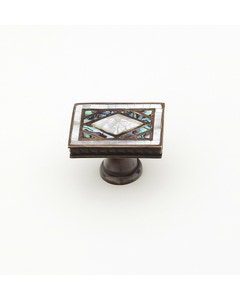 Avalon Bay Cabinet Knob, Rectangle, Imperial Shell, White Mother of Pearl, Aged Dover, 1-7/8" x 1-1/4"