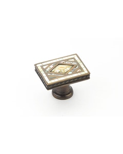 Avalon Bay Cabinet Knob, Rectangle, Imperial Shell, Yellow Mother of Pearl, Aged Dover, 1-7/8" x 1-1/4"