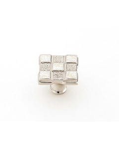 Avalon Bay Square Cabinet Knob, White Mother of Pearl, Polished Nickel, 1-1/4"