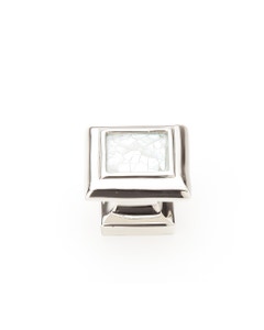 Mother of Pearl Cabinet Knob, Square, Mother of Pearl, Polished Nickel, 1-3/8"