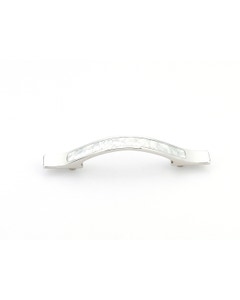 Mother of Pearl Cabinet Pull, Mother of Pearl, Polished Nickel, 4" Center to Center