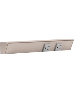 12" Slim Angle Power Strip, Left Entry, Grey Receptacles