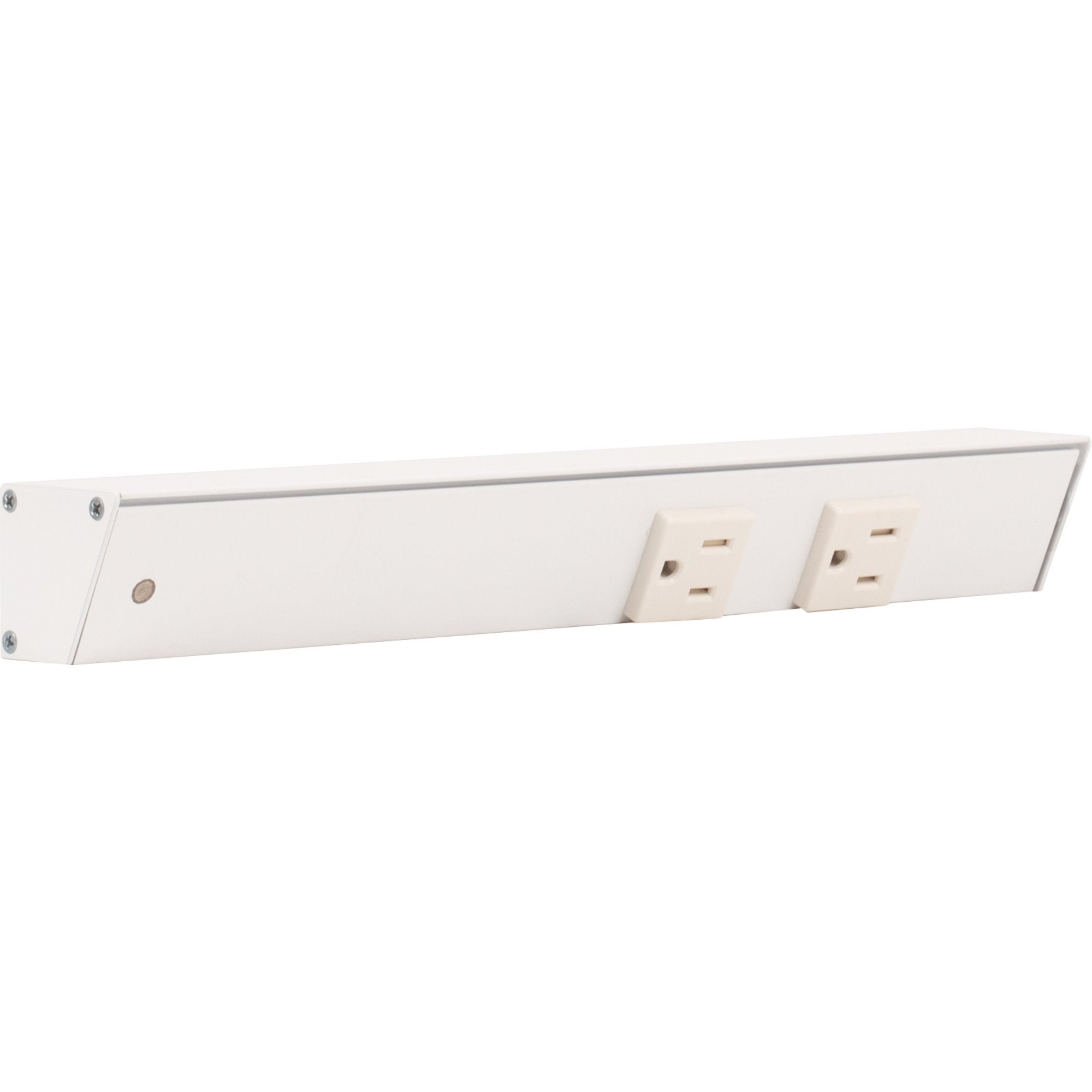 12" Slim Angle Power Strip, Left Entry, White Receptacles