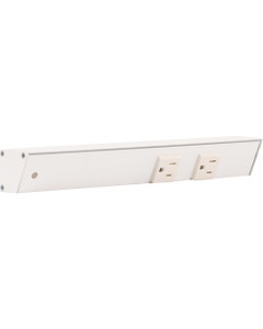 12" Slim Angle Power Strip, Left Entry, White Receptacles