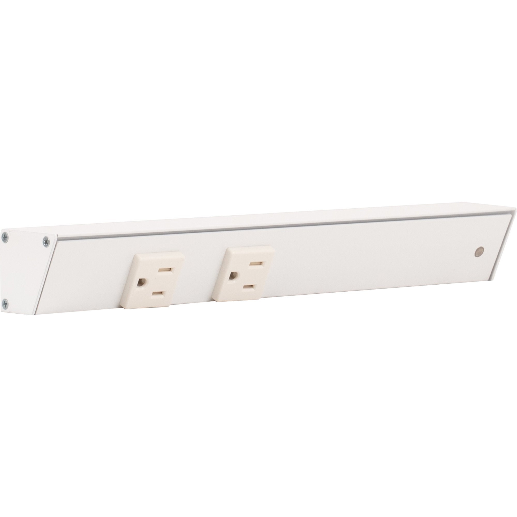 12" Slim Angle Power Strip, Right Entry, White Receptacles