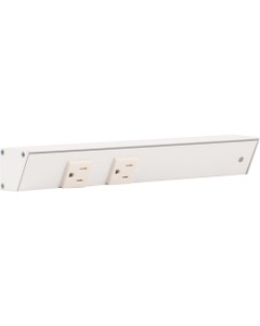 12" Slim Angle Power Strip, Right Entry, White Receptacles