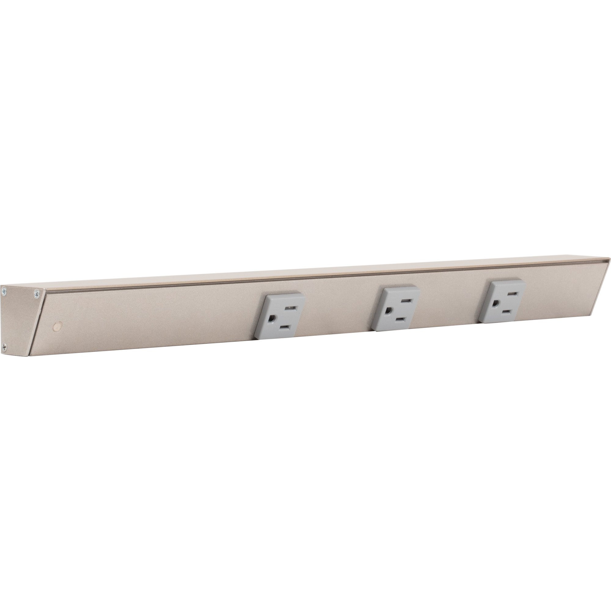 18" Slim Angle Power Strip, Left Entry, Grey Receptacles