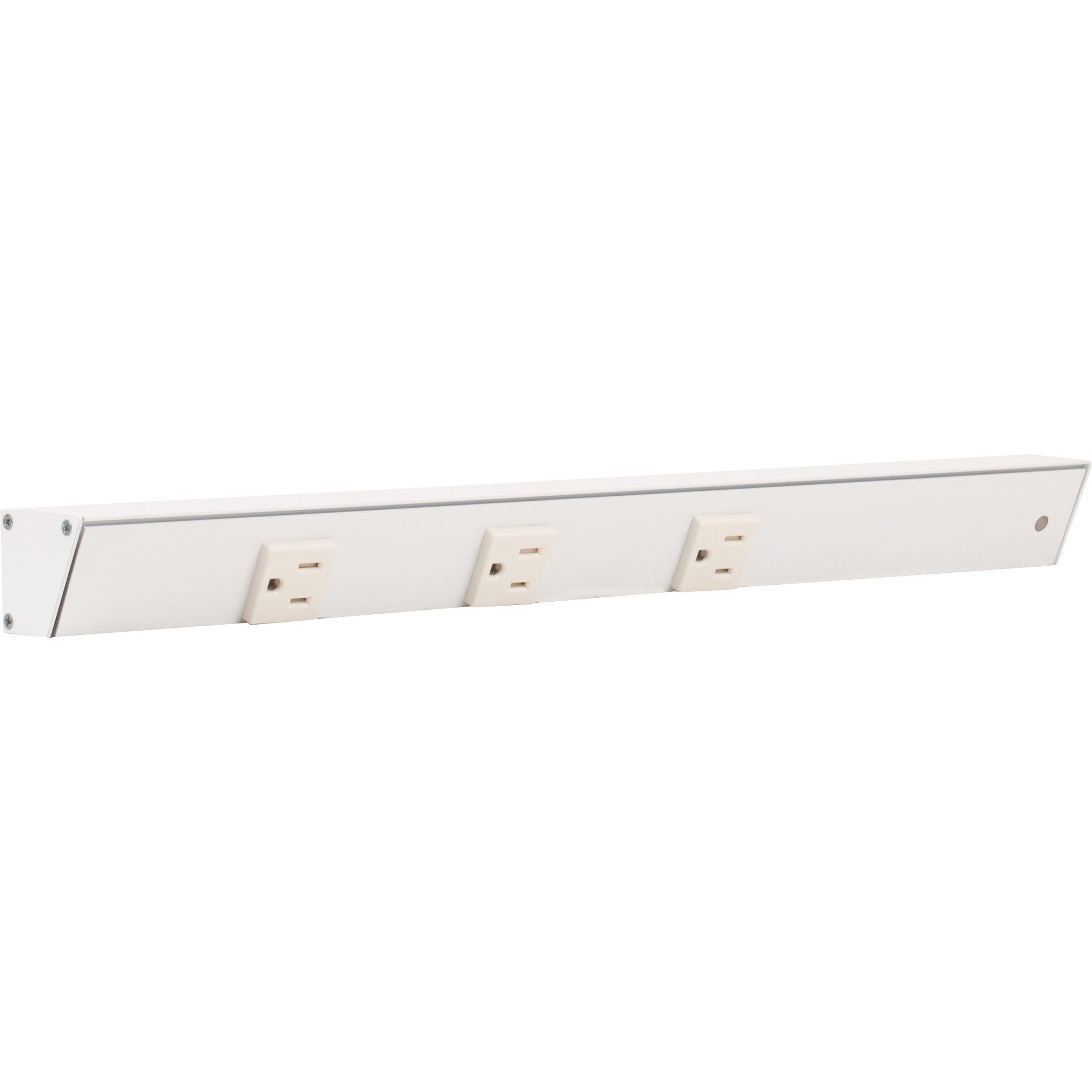 18" Slim Angle Power Strip, Right Entry, White Receptacles