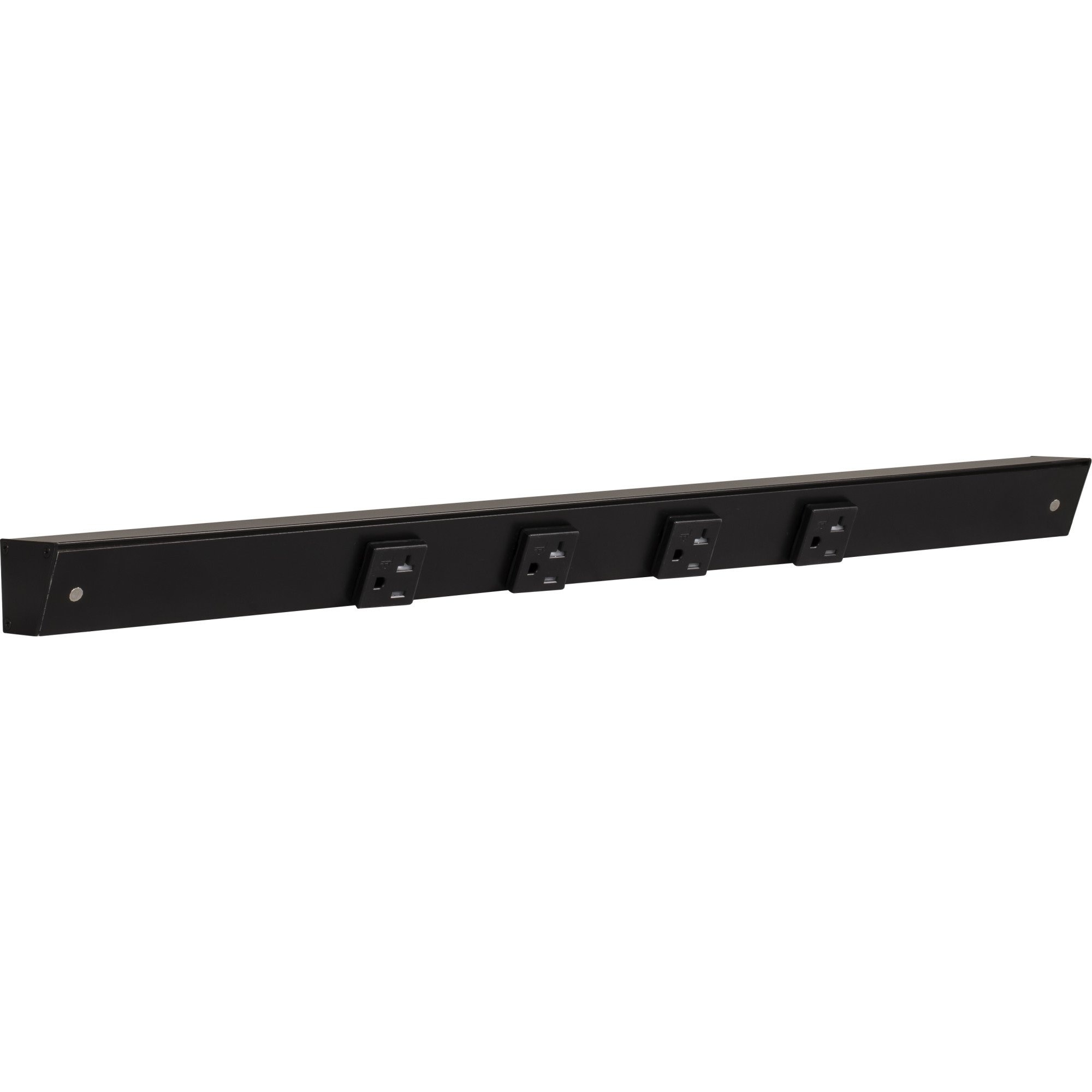 24" Slim Angle Power Strip, Black Receptacles