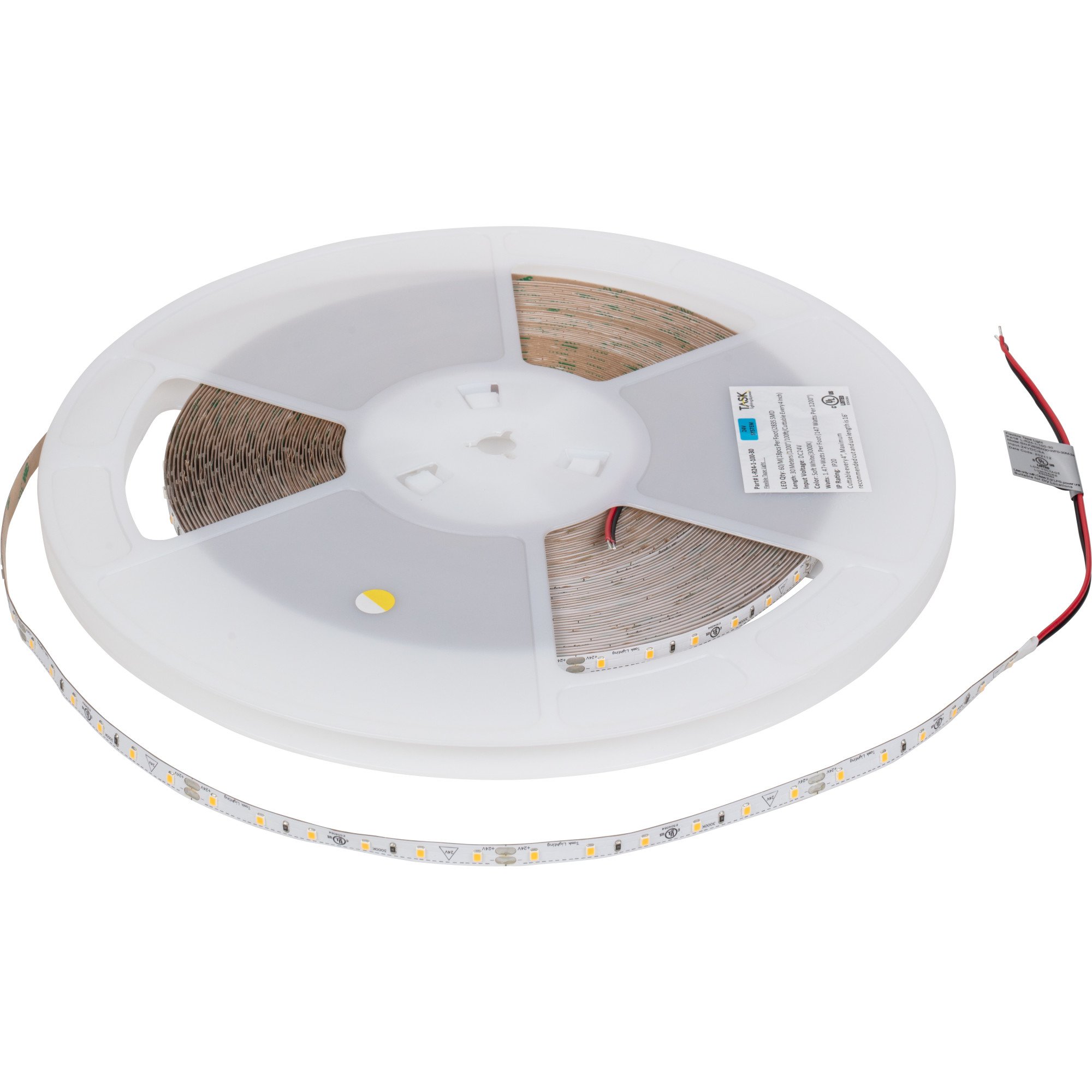 100 Ft, 120 Lumens/Ft. 24-volt Accent Output LED Tape Light, Single-White, Soft White 3000K