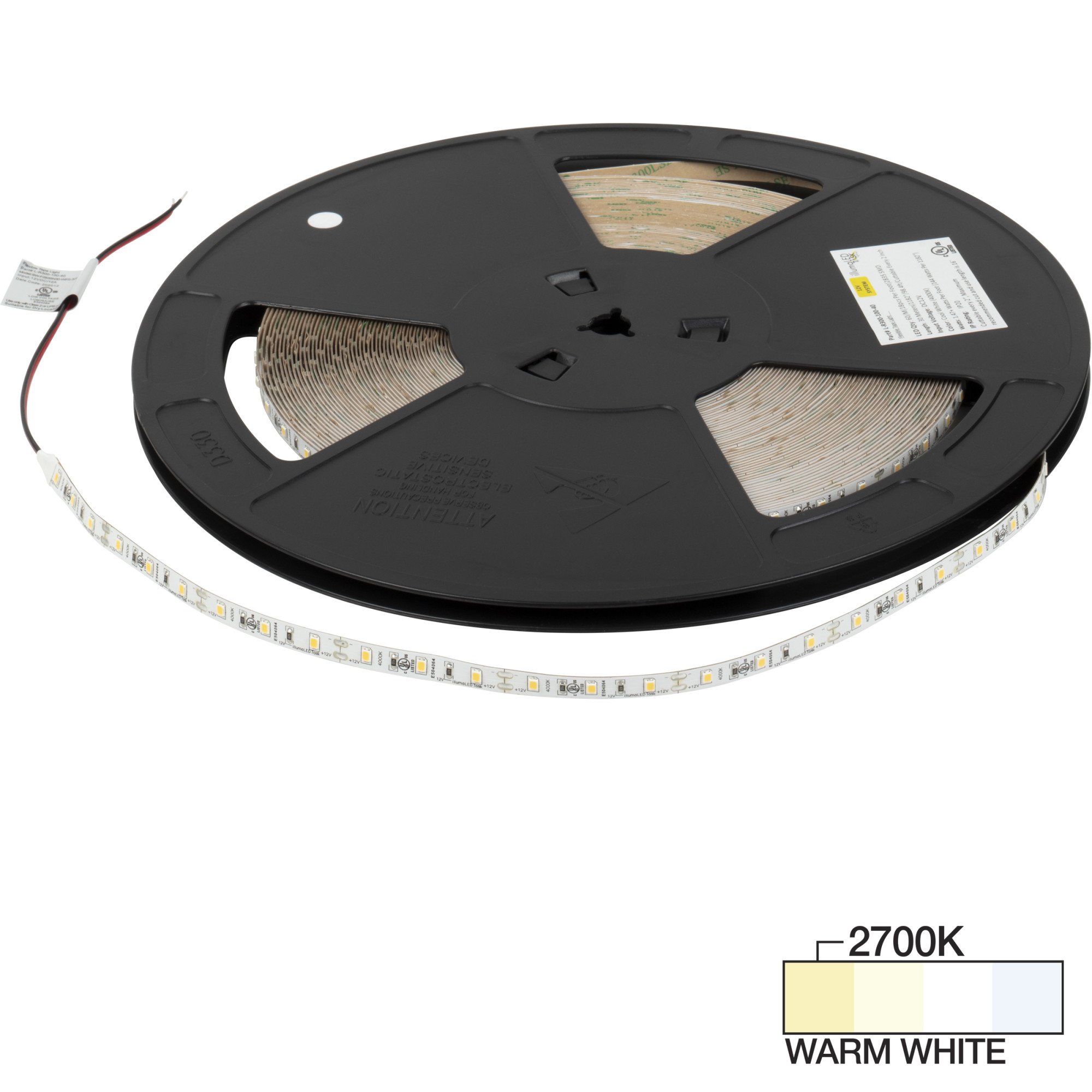 100 Ft, 120 Lumens/Ft. 12-volt Accent Output LED Tape Light, Single-White, Warm White 2700K
