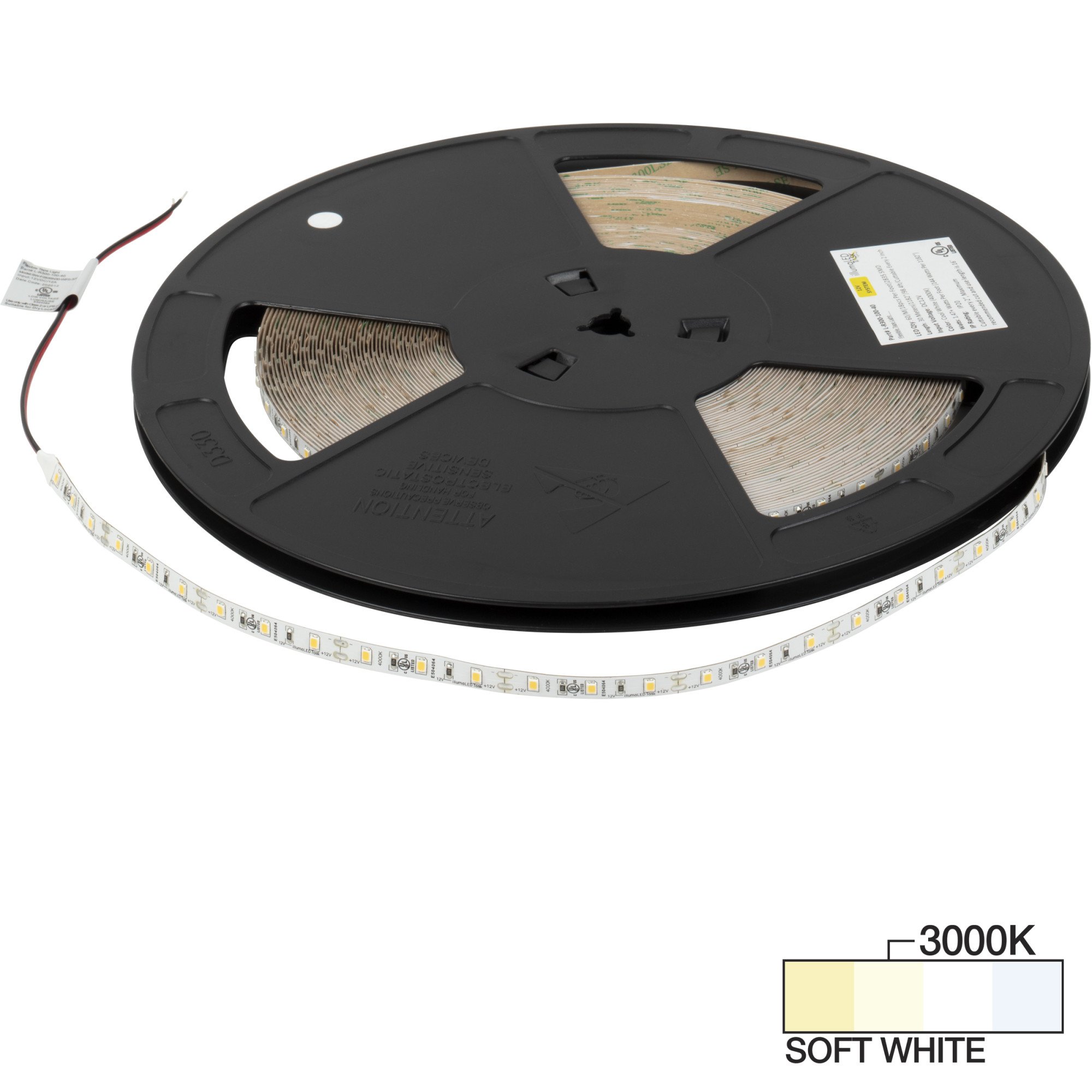 100 Ft, 120 Lumens/Ft. 12-volt Accent Output LED Tape Light, Single-White, Soft White 3000K