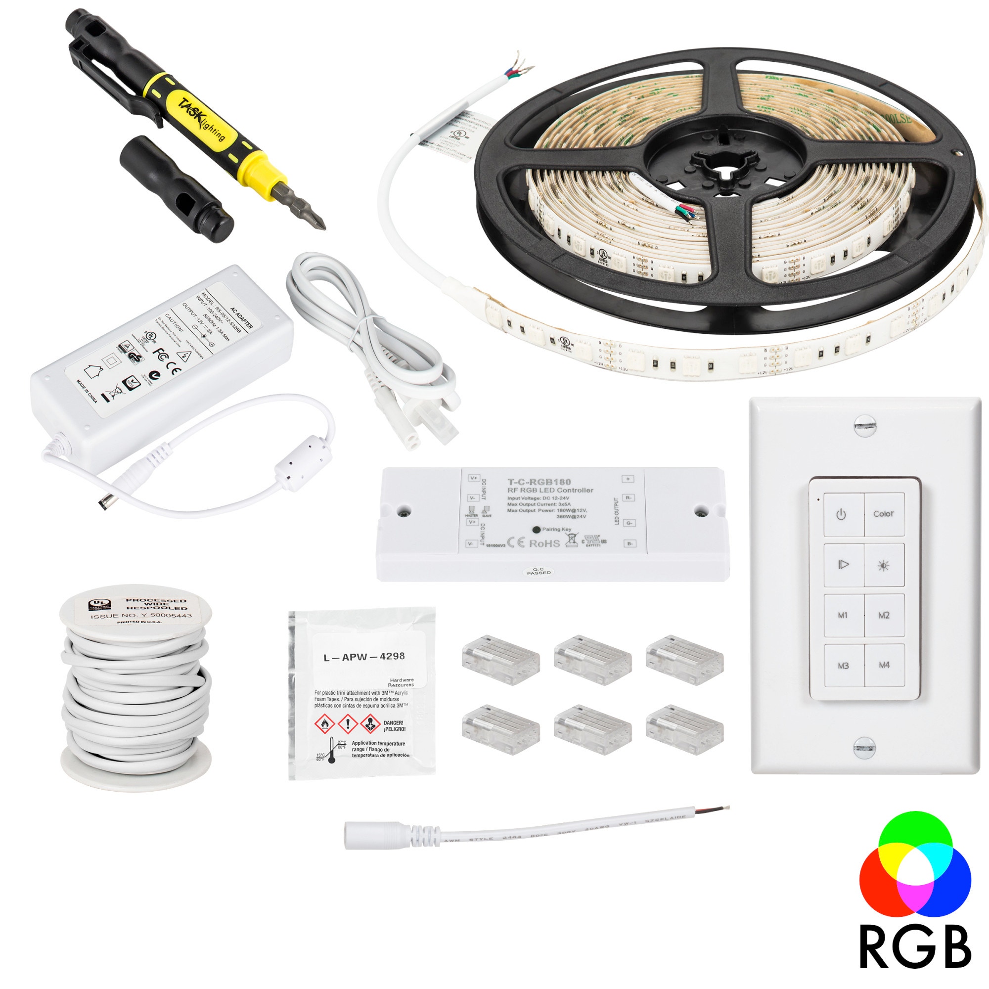 16 Ft. 130 Lumens/Ft.. 12-volt Accent Output Multi-Color RGB Wireless Controller Tape Light Kit, 1 Zone 1 Area