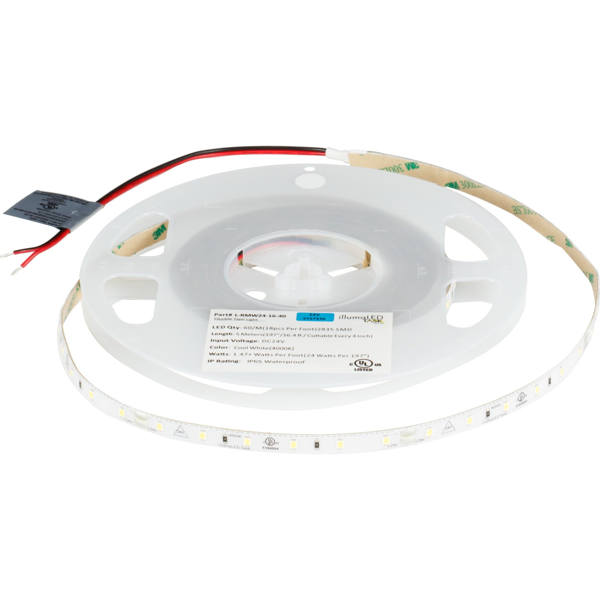 16 Ft, 120 Lumens/Ft. 24-volt Accent Output LED Tape Light, Single-White, Cool White 4000K