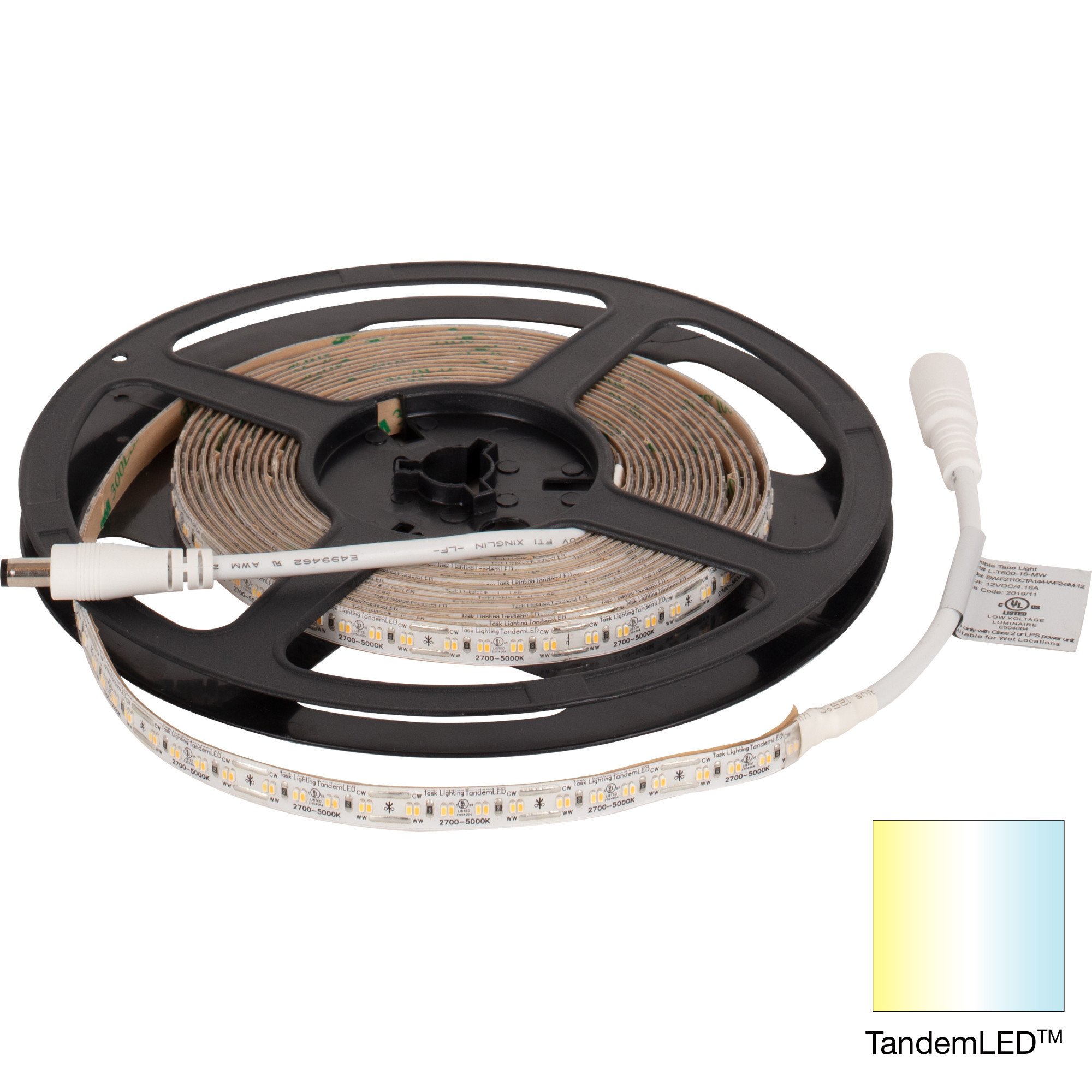 16 Ft, 300 Lumens/Ft. 12-volt Standard Output LED Tape Light, Tunable-White, 2700K-5000K