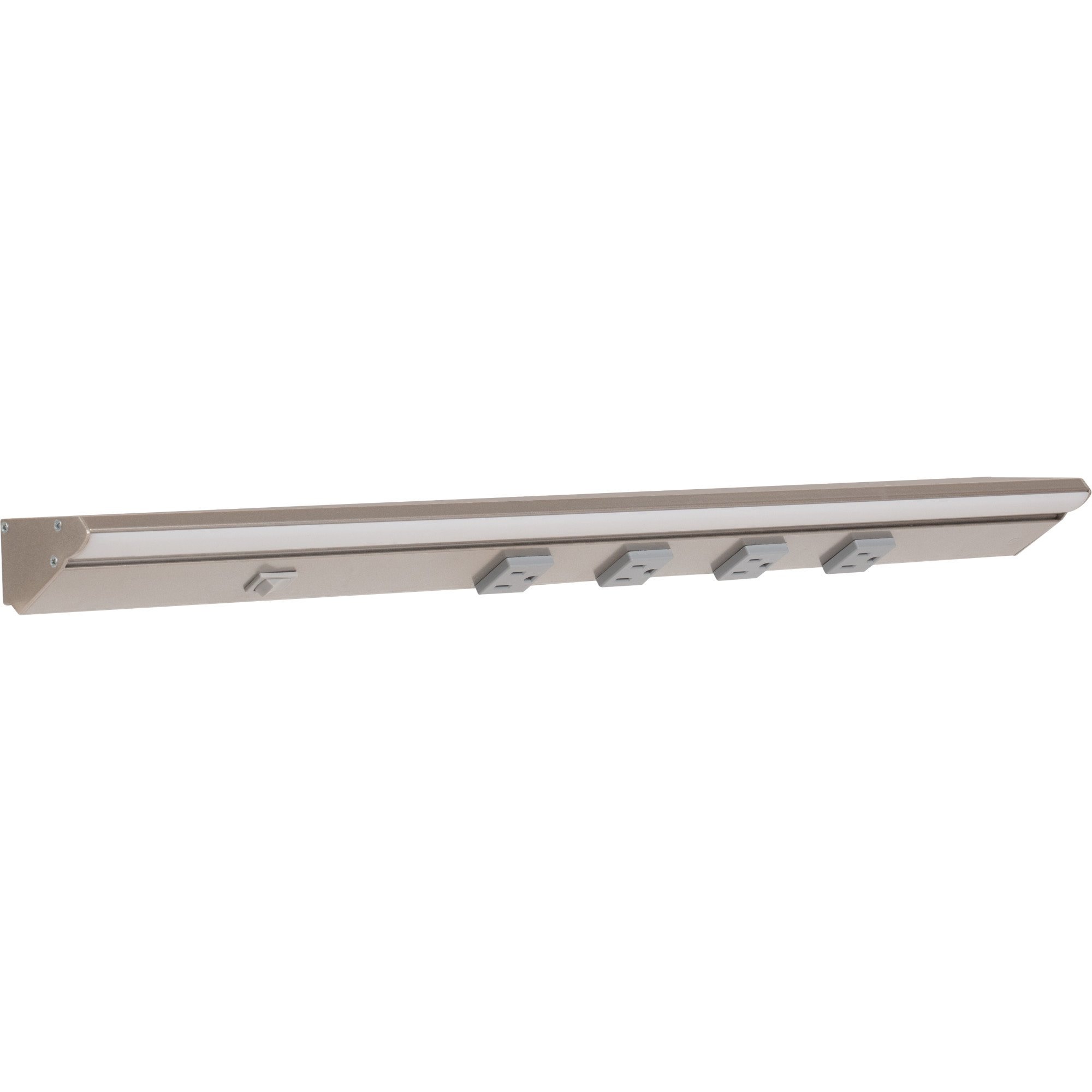 24-1/2" DV Series Lighted Power Strip, 400 Lm/Ft High Output, Black finish, Black receptacles, Warm White 2700K