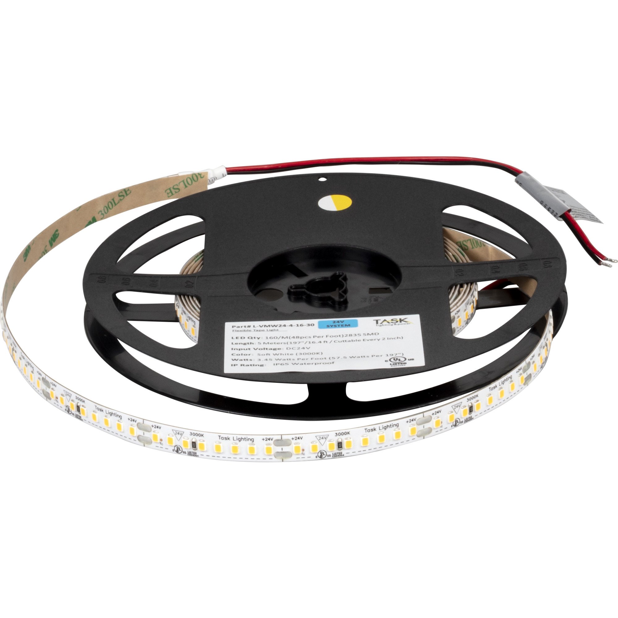 16 Ft, 400 Lumens/Ft. 24-volt High Output LED Tape Light, Single-White, Soft White 3000K