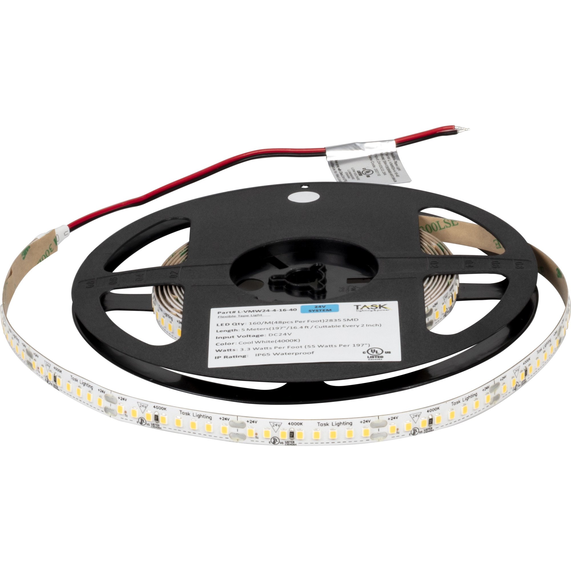 16 Ft, 400 Lumens/Ft. 24-volt High Output LED Tape Light, Single-White, Cool White 4000K