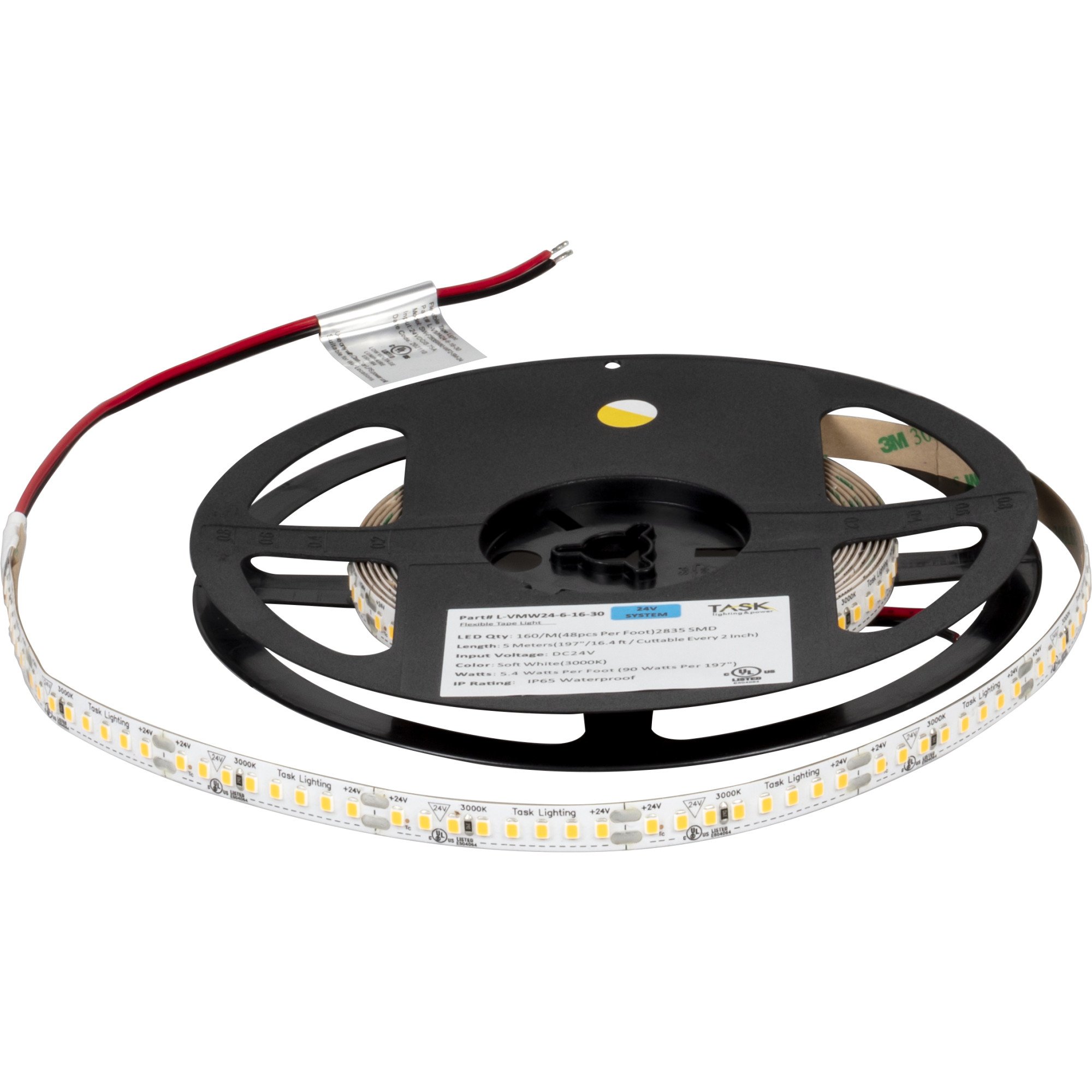 16 Ft, 600 Lumens/Ft. 24-volt Higher Output LED Tape Light, Single-White, Soft White 3000K