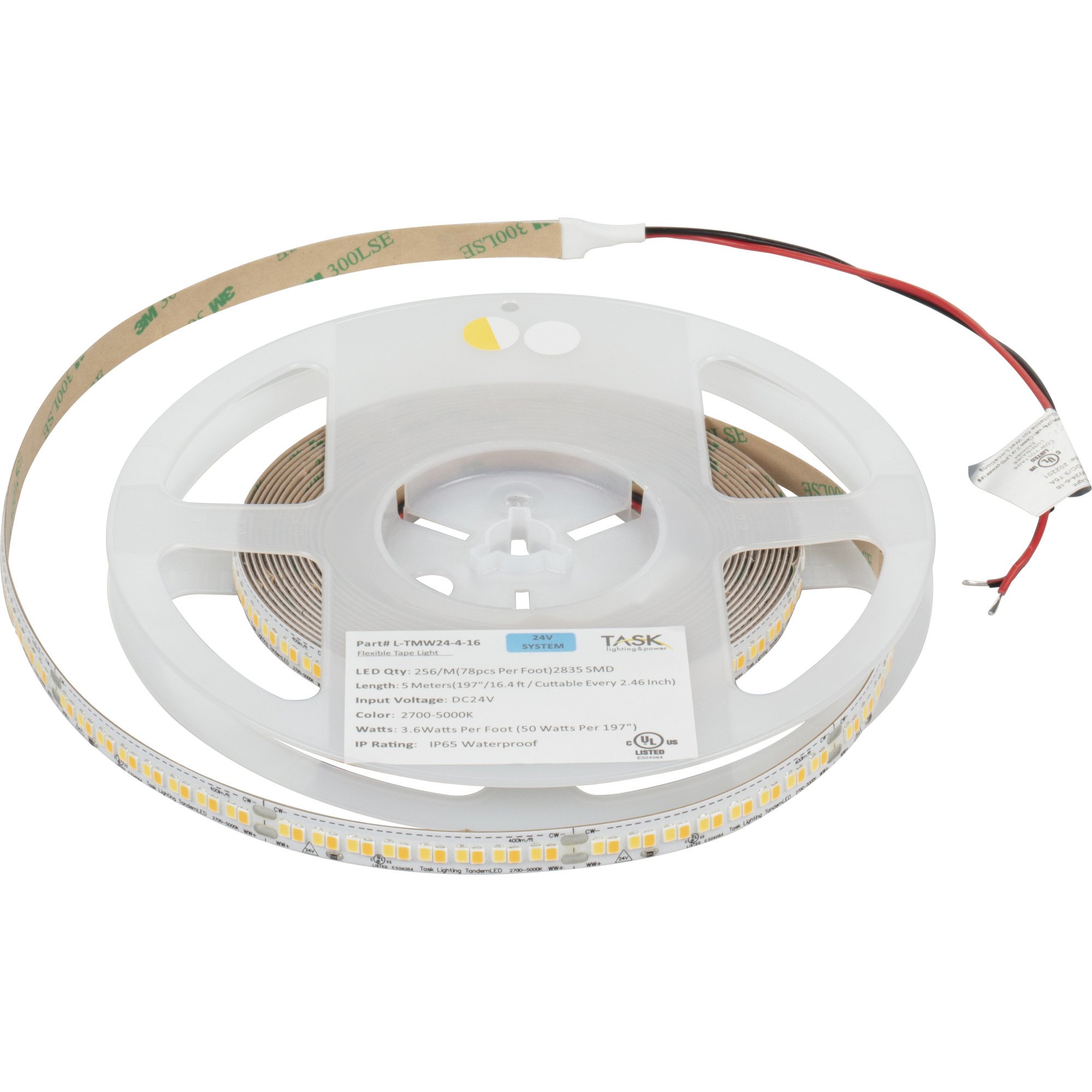 16 Ft, 400 Lumens/Ft. 24-volt High Output LED Tape Light, Tunable-White, 2700K-5000K