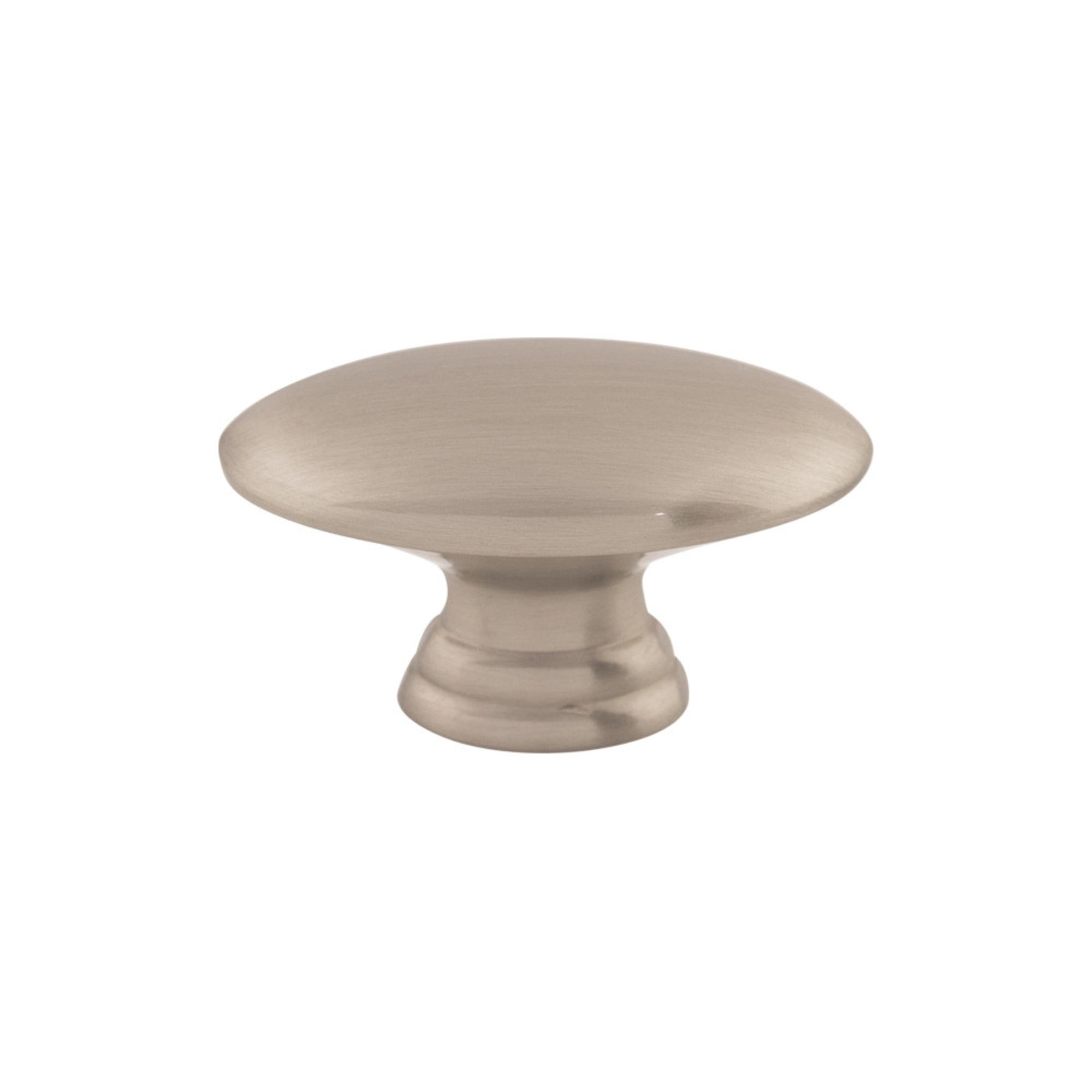 Flat Oval Cabinet Knob 1 1/2" Brushed Satin Nickel