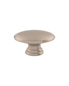 Flat Oval Cabinet Knob 1 1/2" Brushed Satin Nickel