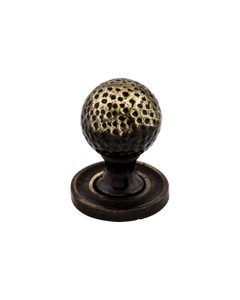 Paris Cabinet Knob Mottled 1 1/4" w/Backplate Dark Antique Brass